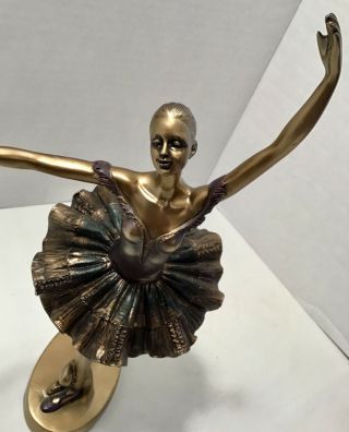 SEYMOUR MANN BALLERINA STATUE ballet dancer statuette Degas blue bronze 80s 7