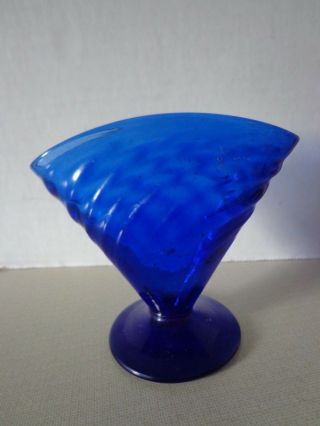 Vintage Small Cobalt Blue Fan Vase