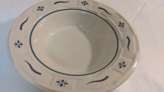 2 Longaberger Pottery Blue Woven Traditions Soup Salad Bowls Rimmed USA 5