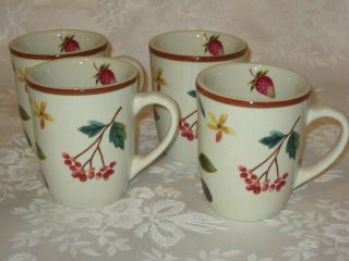 Longaberger Pottery Fruit Medley Coffee Mugs - Set Of 4 - Pre Owned Perfect