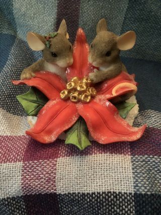 Charming Tails Mice On Poinsettia 