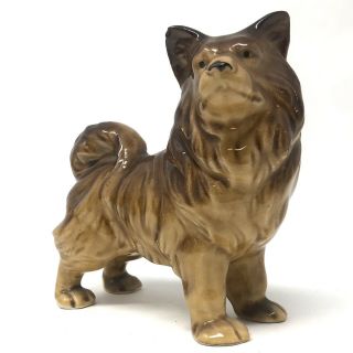 Vtg Keeshond Dog Ceramic Figurine Japan