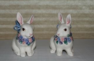 Fitz And Floyd Bunny Rabbit Sugar Bowl With Lid And Creamer