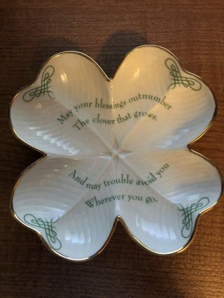 6” Lenox Four Leaf Celtic Clover Irish Blessing Shamrock Nut Candy Dish 805461