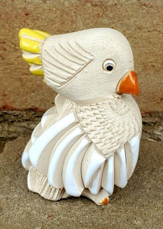 Vtg Artesania Rinconada Uruguay Cockatoo Parrot Hand Carved Figurine