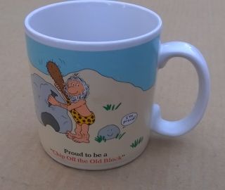 Dinosaurs & Caveman Proud To Be A Chip Off The Old Block Coffee Tea Cup Mug Guc