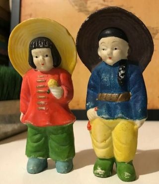 Vintage Hand Painted Detailed Porcelain Couple Figurine Made In Occupied Japan