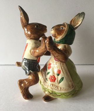 Lovely Goebel Germany Bavarian Rabbit Couple Dancing Figurine