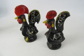 Vintage Hand Painted Large Rooster Salt And Pepper Shakers Set Of 2