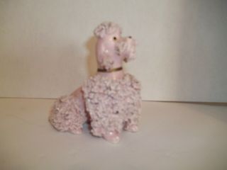 Vintage 1950s - 60s Pink Ceramic Spaghetti Dog Poodle Figurine 4.  5 " Tall Adorable