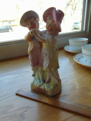 Vintage Bisque Figurine - Boy And Girl Dancing - Victorian Clothing