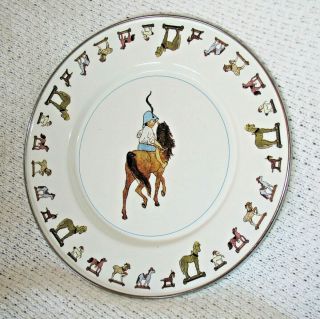 Kate Greenaway Tin Enamel Hobby Horse Dish Plate Boy On Pony Yankee Doodle