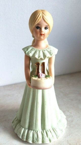 Enesco Growing Up Birthday Girl Age 11 Blonde Figurine Cake Topper Vintage 1981