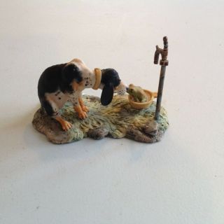 Schmid Border Fine Arts Hound Dog With A Frog In Its Water Bowl Figurine Scotlan
