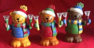 Avon Christmas 3 Bear Trio Band With Musical Ringing Handbells Great