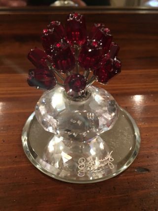Swarovski Crystal Vase Of Red Roses 15th Scs Anniversary 283394