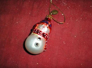 Christopher Radko Christmas Ornament Snowman W/ Red Scarf