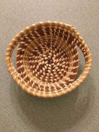 Small Charleston Sweetgrass Basket W/ Handles Handwoven Annabelle Ellis & Family