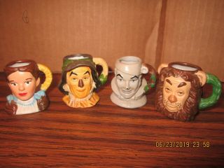 Wizard Of Oz Miniature Ceramic Mugs.  Dorothy.  Tin Man.  Lion.  Scarecrow.
