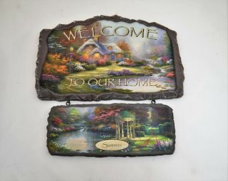 Bradford Thomas Kinkade Welcome To Our Home And Summer Wall Plaque