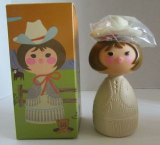 Vintage Avon Small World American Cowgirl Doll Cream Lotion Bottle