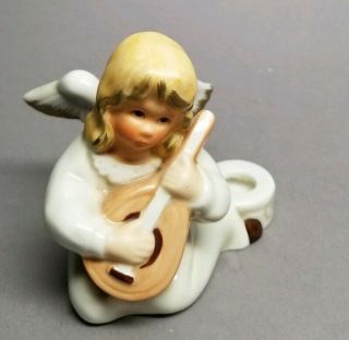 Goebel Angel Playing Lute Weihnacht Candle Holder 3 " Figurine Vintage