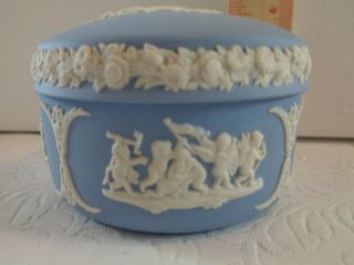 Vintage Wedgwood Jasperware (light Blue & White) Kidney Trinket Box