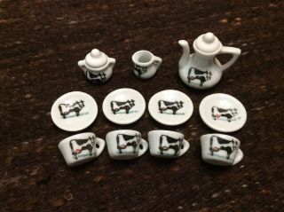 Vintage Miniature Ceramic Doll Tea Set Dairy Cows 13 Piece Dollhouse Dishes