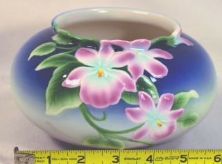Li Franz Porcelain Vase Planter Bowl,  Cherry Blossoms? Pink Flowers