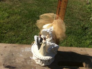 Vintage Wedding Cake Ornate Topper,  Bride & Groom,  Paper Plaster Material ? 2