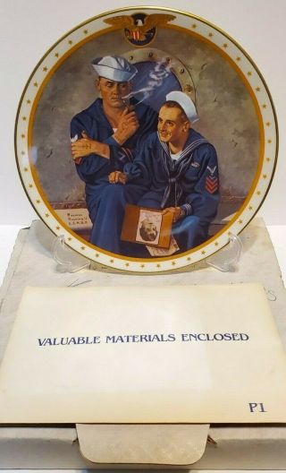 Reminiscing The Norman Rockwell Home Of The Brave Plate Complete Box & Navy