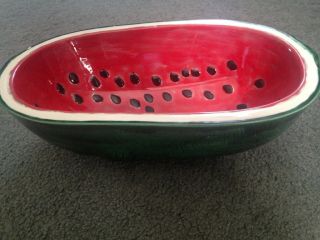 Vintage Ceramic Watermelon Bowl Serving Dish Centerpiece Fruit Salad Summer
