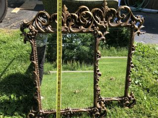 Large Vtg Ornate Syroco Style Gold Bronze Hollywood Regency Wall Mirror Frame A