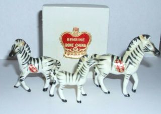 Vintage Miniature Zebras Set Of 3 Bone China Japan