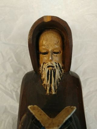 set of 2 wooden monk priest hand carved bookends.  Chipped shroud 2