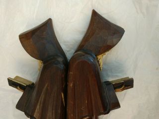 set of 2 wooden monk priest hand carved bookends.  Chipped shroud 4