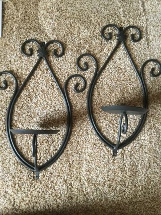 Set Of 2 Longaberger Wrought Iron Wall Sconce Candle Holders 14 Inch