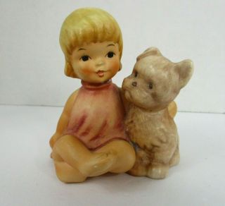 Vintage Goebel Figurine 10504 - 08 Young Girl Child With Dog Germany