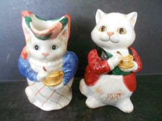 Fitz & Floyd Kitty Cat Creamer & Lidded Sugar Bowl Kittens Of Knightsbridge