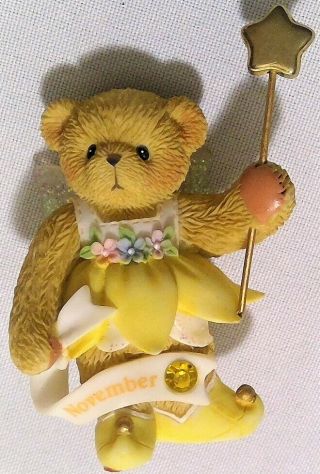 Cherished Teddies Figurine Bear Fairy November Birthday 2002 Enesco Yellow Small