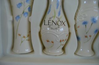 3 Classic Lenox Floral Bud Vases Cream w Blue & Rose Flowers Gold Trim SPRING 4