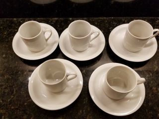 Demitasse Espresso Cups & Saucers Bia Cordon Bleu White Porcelain (set Of 5)