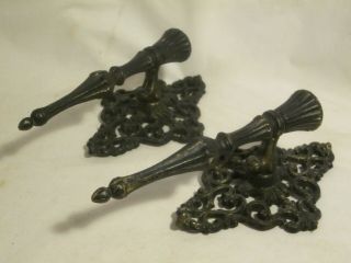 2 Vintage Ornate Metal Wall Candle Holders Holder Sconce Pair Scroll Gothic