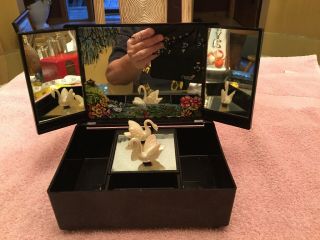 Vintage Yap’s Plastic Music/trinket Box Plays Swan Lake Includes Magnetic Swans