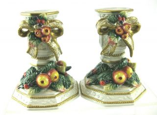 Fitz And Floyd Candle Holders Classics Snowy Woods