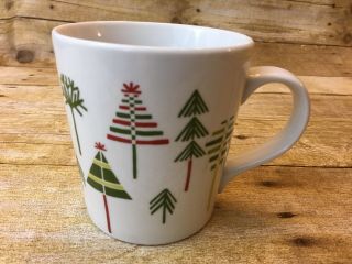 Crate & Barrel Julia Rothman Yule Town Mug Cup Christmas Trees Coffee Tea