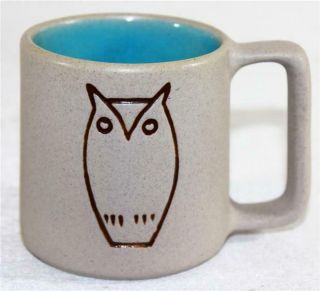 The Pigeon Forge Pottery Gray W/ Blue Interior Owl Studio Pottery Cup Mug