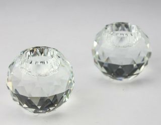 Retired Pr Swarovski Austrian Crystal Shelf Mantle 7600 Ball Candleholders Bvr