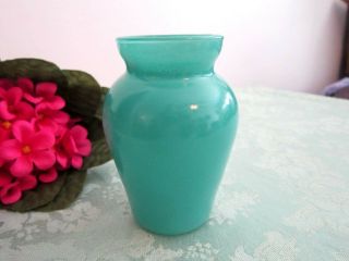 Vintage Small Miniature Green Glass Vase (urn Style)
