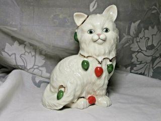 Lenox Christmas Mischief Kitten Cat Tangled In Lights Figurine No Box 5 1/4 "